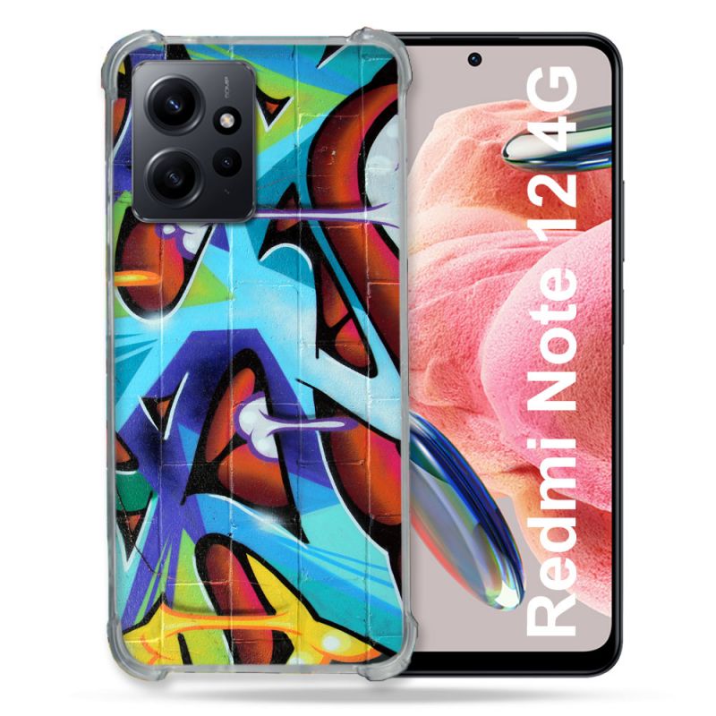 Coque Renforcée En Verre Trempé Pour Xiaomi Redmi Note 12 4G Street Art Graf Color