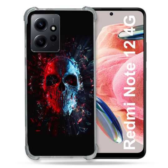 Coque Renforcée En Verre Trempé Pour Xiaomi Redmi Note 12 4G Tete de Mort Deflagration