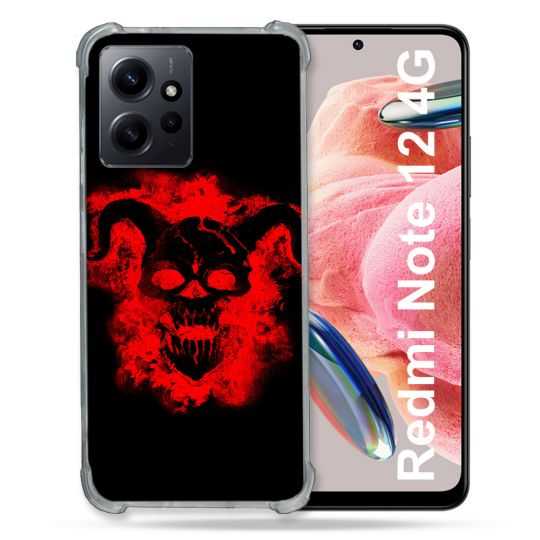 Coque Renforcée En Verre Trempé Pour Xiaomi Redmi Note 12 4G Tete de Mort Diable
