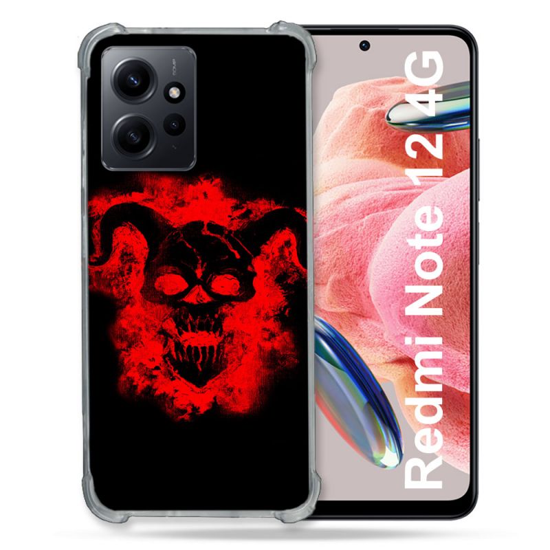 Coque Renforcée En Verre Trempé Pour Xiaomi Redmi Note 12 4G Tete de Mort Diable