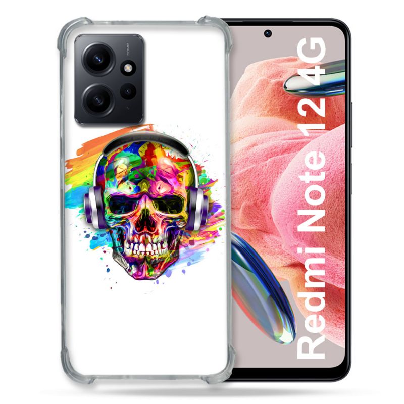 Coque Renforcée En Verre Trempé Pour Xiaomi Redmi Note 12 4G Tete de Mort Tag
