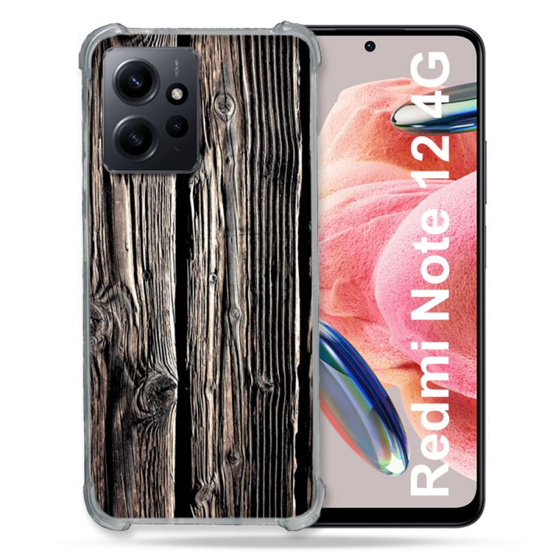 Coque Renforcée En Verre Trempé Pour Xiaomi Redmi Note 12 4G Texture Bois
