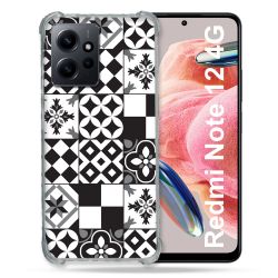 Coque Renforcée En Verre Trempé Pour Xiaomi Redmi Note 12 4G Texture Carreau Ciment Noir