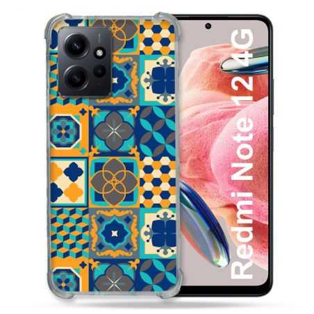 Coque Renforcée En Verre Trempé Pour Xiaomi Redmi Note 12 4G Texture Carreau Ciment Orange