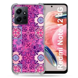 Coque Renforcée En Verre Trempé Pour Xiaomi Redmi Note 12 4G Texture Carreau Ciment Violet