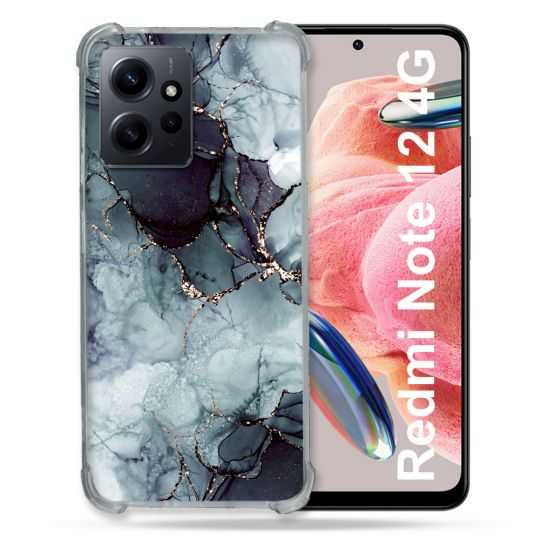 Coque Renforcée En Verre Trempé Pour Xiaomi Redmi Note 12 4G Texture Marbre Gris