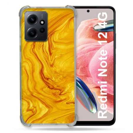 Coque Renforcée En Verre Trempé Pour Xiaomi Redmi Note 12 4G Texture Marbre Jaune