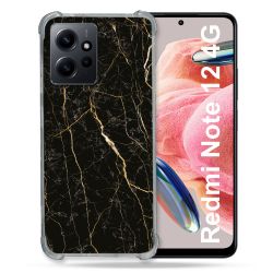 Coque Renforcée En Verre Trempé Pour Xiaomi Redmi Note 12 4G Texture Marbre Noir