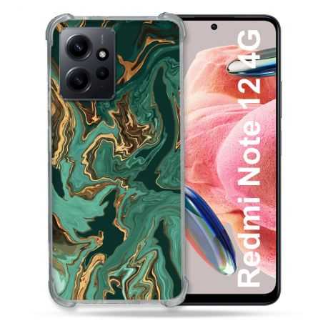 Coque Renforcée En Verre Trempé Pour Xiaomi Redmi Note 12 4G Texture Marbre Vert
