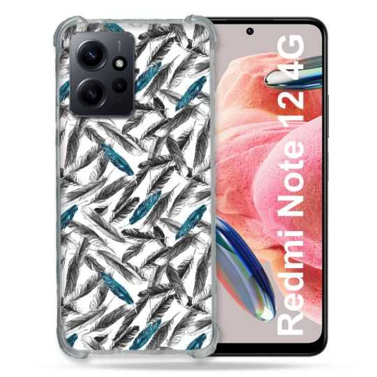 Coque Renforcée En Verre Trempé Pour Xiaomi Redmi Note 12 4G Texture Plume Canard