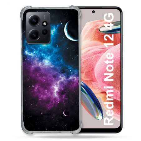 Coque Renforcée En Verre Trempé Pour Xiaomi Redmi Note 12 4G Univers Bleu Violet
