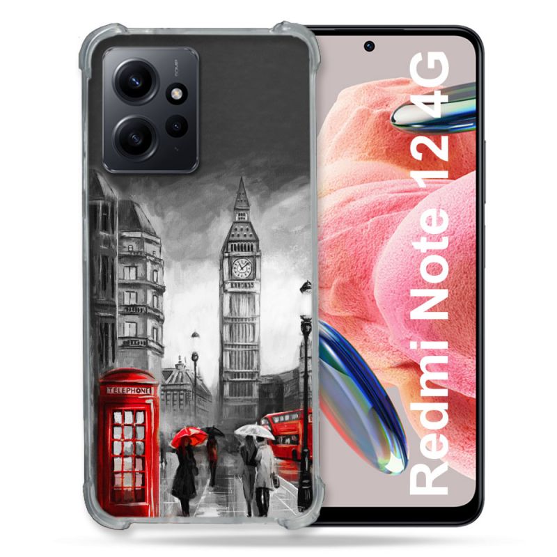 Coque Renforcée En Verre Trempé Pour Xiaomi Redmi Note 12 4G Voyage Angleterre Londres Vintage
