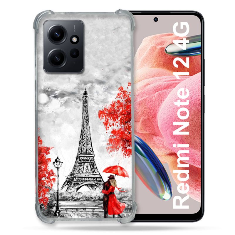 Coque Renforcée En Verre Trempé Pour Xiaomi Redmi Note 12 4G Voyage France Paris Rouge