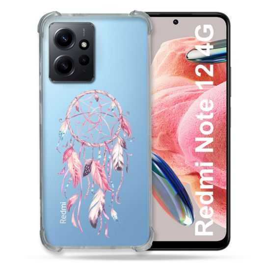Coque Transparente Renforcée En Verre Trempé Pour Xiaomi Redmi Note 12 4G Attrape Reve Rose