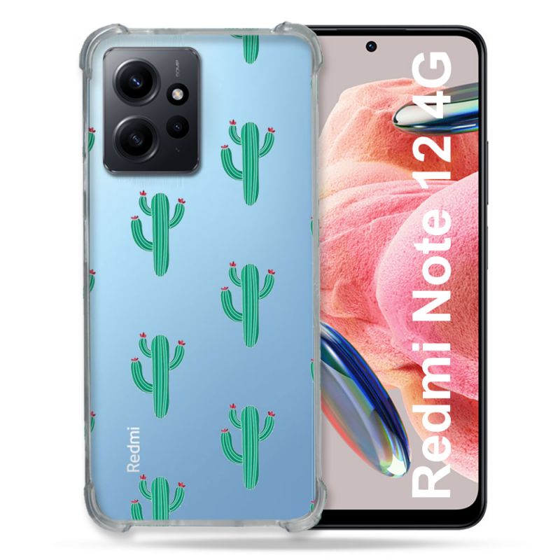 Coque Transparente Renforcée En Verre Trempé Pour Xiaomi Redmi Note 12 4G Cactus