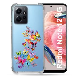 Coque Transparente Renforcée En Verre Trempé Pour Xiaomi Redmi Note 12 4G Papillon Multicolore