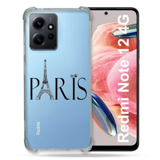 Coque Transparente Renforcée En Verre Trempé Pour Xiaomi Redmi Note 12 4G Paris Noir