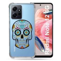 Coque Transparente Renforcée En Verre Trempé Pour Xiaomi Redmi Note 12 4G Tete Mort Color