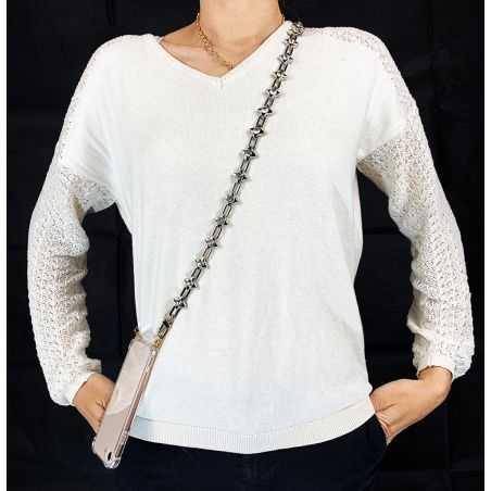 Coque Transparente Renforcée En Verre Trempé Pour Xiaomi Redmi Note 12 4G Lanière / Cordon Bijou Diamant Argent