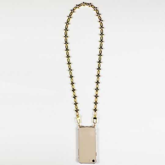 Coque Transparente Renforcée En Verre Trempé Pour Xiaomi Redmi Note 12 4G Lanière / Cordon Bijou Diamant Or Clair