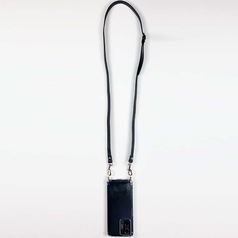 Coque Transparente Renforcée En Verre Trempé Pour Xiaomi Redmi Note 12 4G Lanière / Cordon Cuir 2 Noir