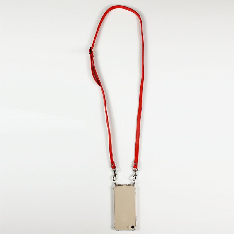 Coque Transparente Renforcée En Verre Trempé Pour Xiaomi Redmi Note 12 4G Lanière / Cordon Cuir 2 Rouge