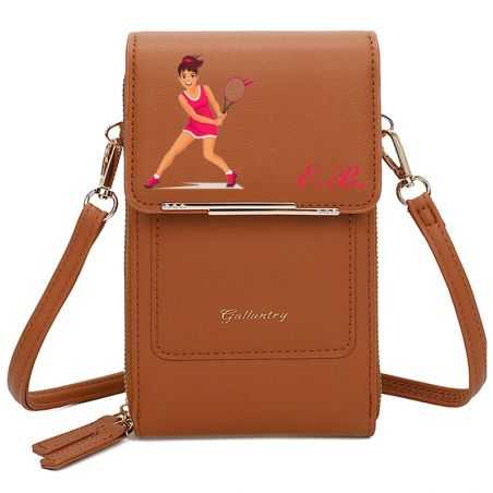 Mini Sac à Bandoulière Femme Personnalisé Simili cuir Grainé Marron Personnalisé