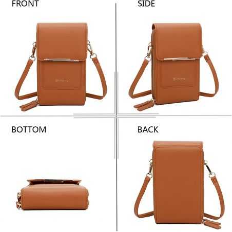 Mini Sac à Bandoulière Femme Personnalisé Simili cuir Grainé Marron Personnalisé