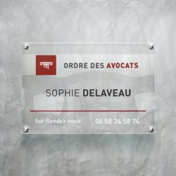 Plaque Professionnelle Transparente en Plexiglass® 5 mm Personnalisée