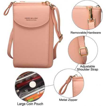 Portefeuille Femme Sac À Bandoulière rose clair personnalisable