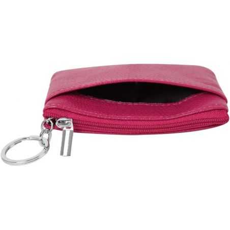 Porte-Monnaie en Cuir véritable pour Femme avec Porte-clés Bordeau