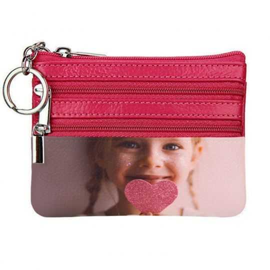 Porte-Monnaie en Cuir véritable pour Femme avec Porte-clés Bordeau