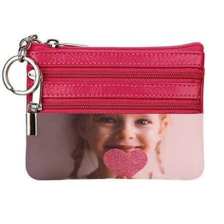 Porte-Monnaie en Cuir véritable pour Femme avec Porte-clés Bordeau