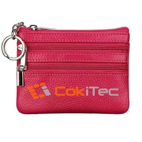 Porte-Monnaie en Cuir véritable pour Femme avec Porte-clés Bordeau