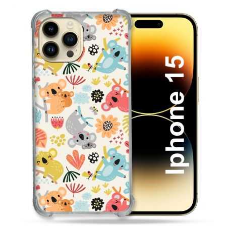 Coque Renforcée En Verre Trempé Pour Iphone 15 (6.1) Animal Koala Pattern