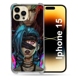 Coque Renforcée En Verre Trempé Pour Iphone 15 (6.1) Arcane Jynx Bleu