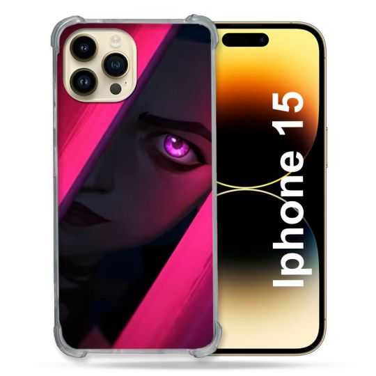 Coque Renforcée En Verre Trempé Pour Iphone 15 (6.1) Arcane Jynx Rose