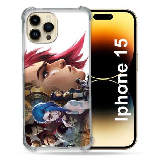 Coque Renforcée En Verre Trempé Pour Iphone 15 (6.1) Arcane Jynx Sœur