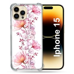 Coque Renforcée En Verre Trempé Pour Iphone 15 (6.1) Fleur Eclosion