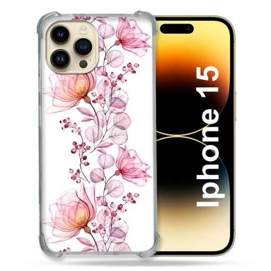 Coque Renforcée En Verre Trempé Pour Iphone 15 (6.1) Fleur Eclosion