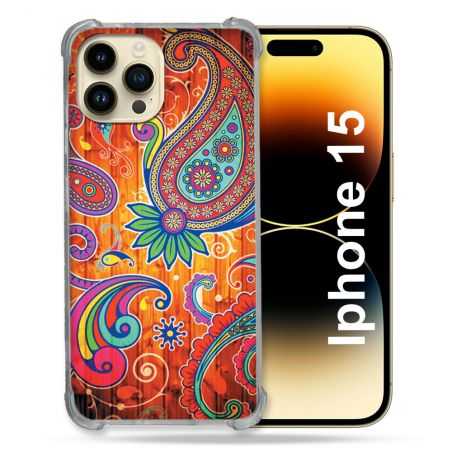 Coque Renforcée En Verre Trempé Pour Iphone 15 (6.1) Fleur Psychedelic