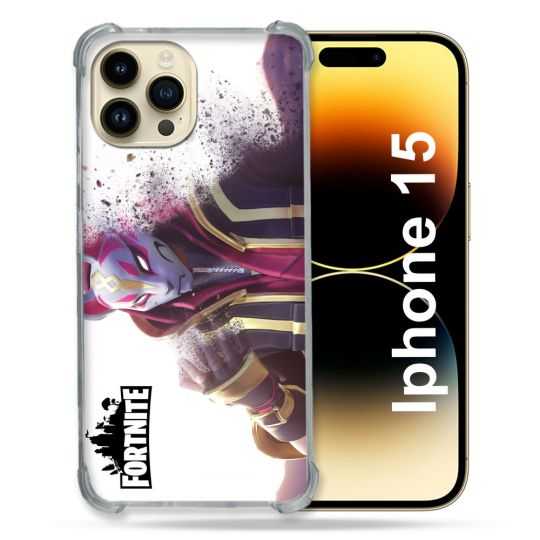 Coque Renforcée En Verre Trempé Pour Iphone 15 (6.1) Fortnite Blanc