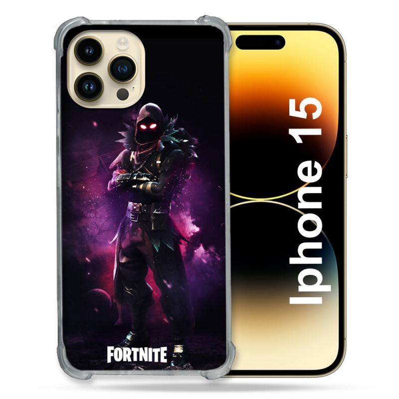 Coque Renforcée En Verre Trempé Pour Iphone 15 (6.1) Fortnite Raven