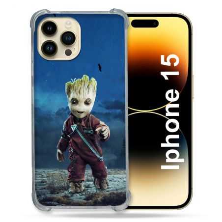 Coque Renforcée En Verre Trempé Pour Iphone 15 (6.1) Groot Bleu