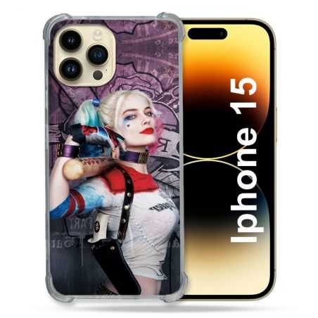 Coque Renforcée En Verre Trempé Pour Iphone 15 (6.1) Harley Quinn Batte