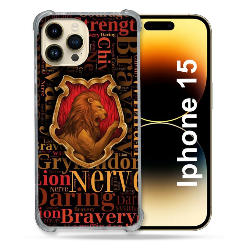 Coque Renforcée En Verre Trempé Pour Iphone 15 (6.1) Harry Potter Griffondor