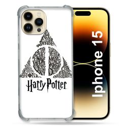 Coque Renforcée En Verre Trempé Pour Iphone 15 (6.1) Harry Potter Hollows triangle Blanc
