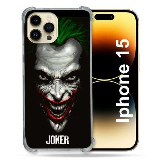 Coque Renforcée En Verre Trempé Pour Iphone 15 (6.1) Joker Noir