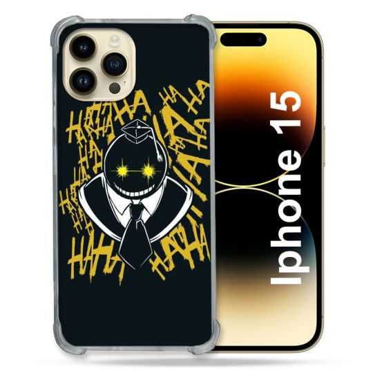 Coque Renforcée En Verre Trempé Pour Iphone 15 (6.1) Manga Assassination Classroom Kuro Noir