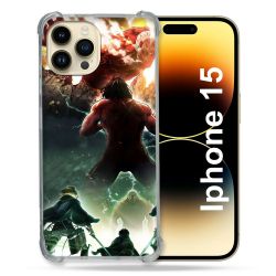 Coque Renforcée En Verre Trempé Pour Iphone 15 (6.1) Manga Attaque Titans Combat